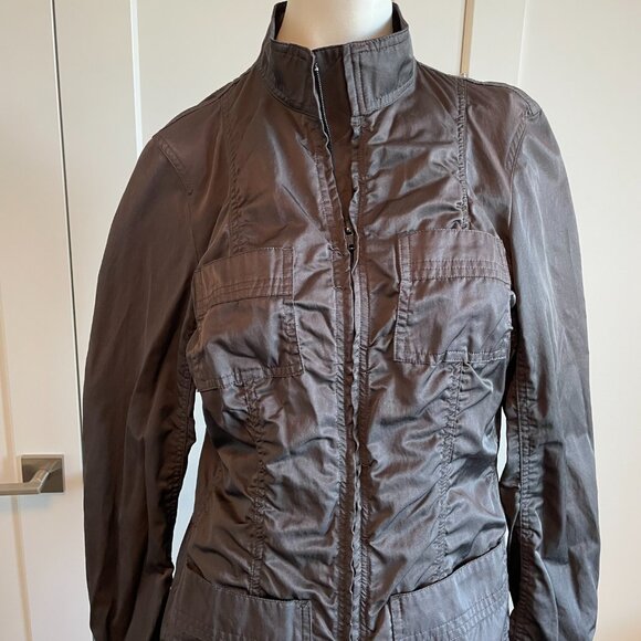 Betty Barclay Collection Lightweight Full Zip Jacket w Ruching Detail Grey Sz 10 - Picture 3 of 12